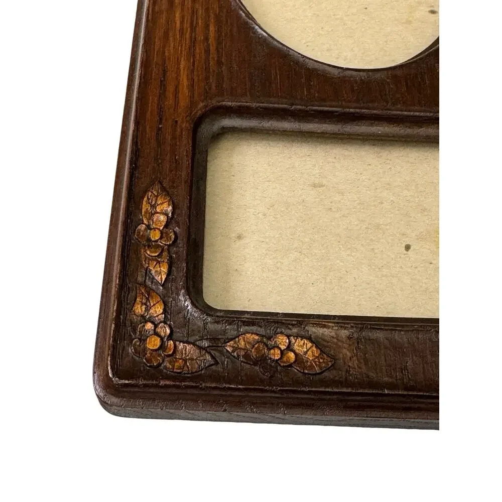 Vintage Collage Picture Frame Multi Opening Dark Wood Gold Details Ornate Photo - Picture 6 of 13